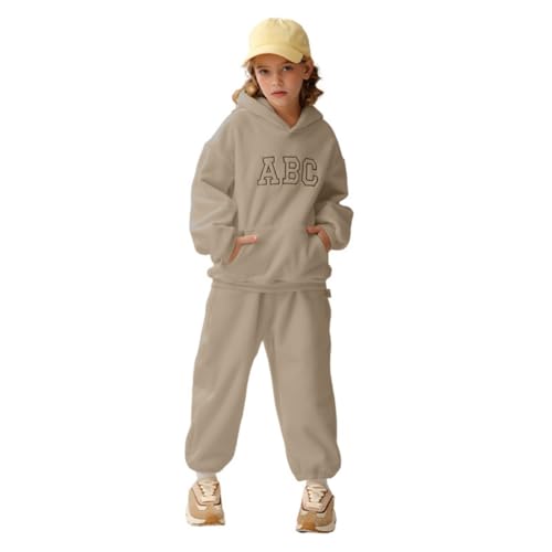 WISREMT Kinder Gebürstetes Fleece Trainingsanzug Buchstabendruck Kapuzen-Sweatshirt Top und Jogginghose Jogginghose 2-teiliger Jogginganzug Kleinkind Baby Junge Mädchen Hosen Sets 6M-9Y von WISREMT