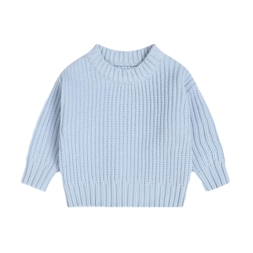 WISREMT Kinder Jungen Mädchen Baumwolle Pullover Säugling Baby Kleinkind Einfarbig Pullover Strickpullover Herbst Winter Warme Pullover Tops 9M-9Y von WISREMT