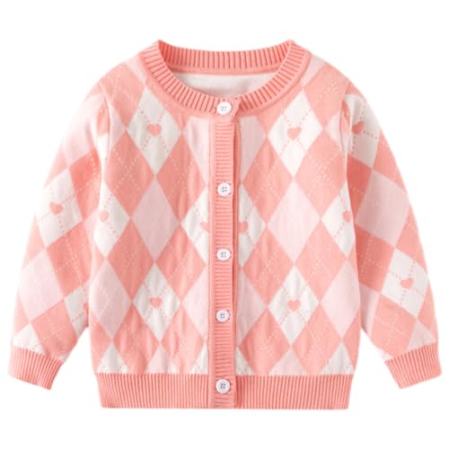 WISREMT Kinder Karierter Pullover Säugling Mädchen gestrickte Strickjacke Kleinkind weiche und Dehnbare Strickjacke Baby Outfits Frühling Herbst Kleidung für 2-9T von WISREMT