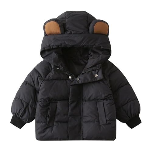 WISREMT Kleine Kinder Puffer Kapuzenjacken Kleinkind Jungen Mädchen Herbst Winter Warm Voller Reißverschluss Bär Ohr Daunenmantel Leichte gepolsterte Oberbekleidung 2-8Y von WISREMT