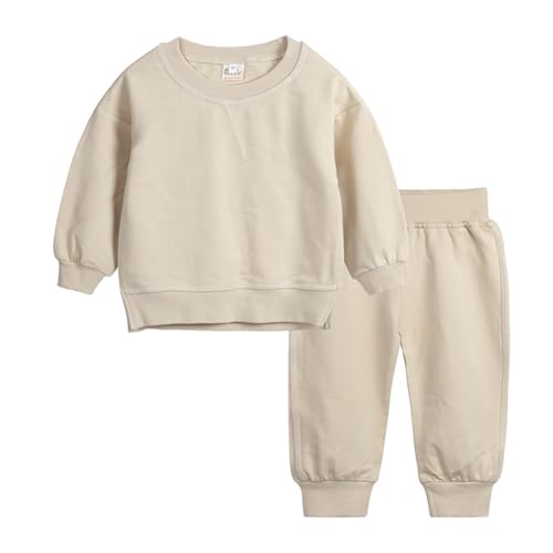 WISREMT Kleinkind Baby Junge Mädchen Casual Herbst Outfits 2 Stück Sweatshirt und Jogger Set Einfarbig Trainingsanzug 1 2 3 4 5 6 7Y von WISREMT