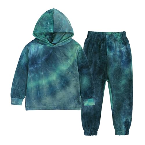 WISREMT Kleinkind Baby Junge Mädchen Tie Dye Trainingsanzug Bedrucktes Hoodie-Sweatshirt und elastische Taillenhose Sets 2 Stück Kapuzen-Outfits Set 1-4Y von WISREMT