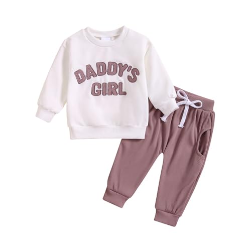 WISREMT Kleinkind Baby Mädchen Brief gedruckt Langarm Sweatshirt Top und Hose Sets Frühling Herbst 2 Stück Outfits 3M-3Y von WISREMT