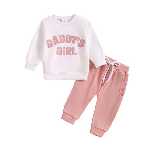 WISREMT Kleinkind Baby Mädchen Brief gedruckt Langarm Sweatshirt Top und Hose Sets Frühling Herbst 2 Stück Outfits 3M-3Y von WISREMT