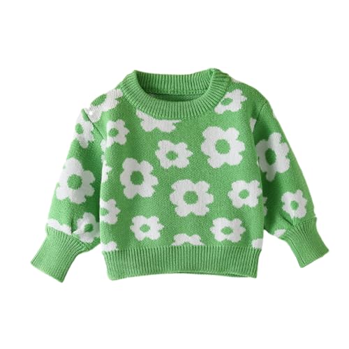 WISREMT Kleinkind Baby Mädchen Pullover Blumen Gedruckt Strick Rundhalsausschnitt Pullover Pullover Tops Herbst Winter Kleidung 1-5Y von WISREMT