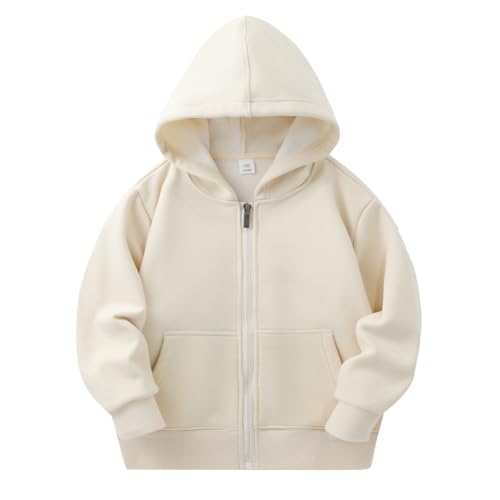 WISREMT Kleinkind Kinder Zip Up Hoodies Jungen Mädchen Einfarbige Langarm Kapuze Fleecejacke mit Tasche Kind Freizeit Oberbekleidung Kleidung von WISREMT