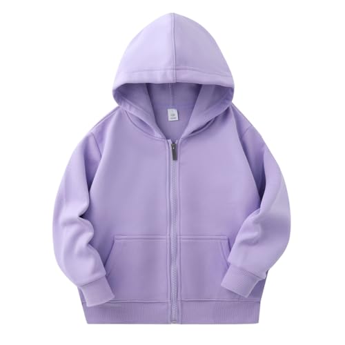 WISREMT Kleinkind Kinder Zip Up Hoodies Jungen Mädchen Einfarbige Langarm Kapuze Fleecejacke mit Tasche Kind Freizeit Oberbekleidung Kleidung von WISREMT