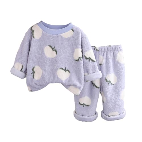 WISREMT Kleinkind Mädchen Fleece Pyjama Winter Warme Nachtwäsche Sets Obst Print Hemden Top und Hosen 2 Stück Pjs Outfits Baby Mädchen Pyjamas von WISREMT