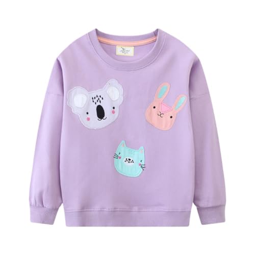 WISREMT Kleinkind Mädchen Sweatshirt Langarm Rundhalsausschnitt Tops Cartoon Print Pullover T-Shirt Kinder Freizeit T-Shirts Herbst Winter Kleidung für 2-7 Jahre von WISREMT