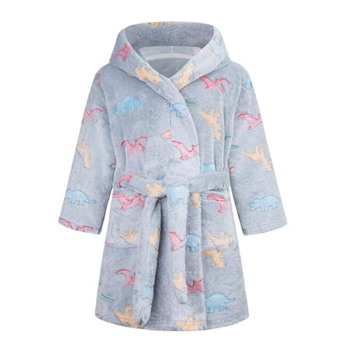 WISREMT Mädchen Bademäntel Cartoon Batik-Bedruckte Fleece Kapuzenmäntel Weicher Flauschiger Herbst Winter Warm Bademantel Flanell Pyjamas für kleine Kinder 2-12Y von WISREMT