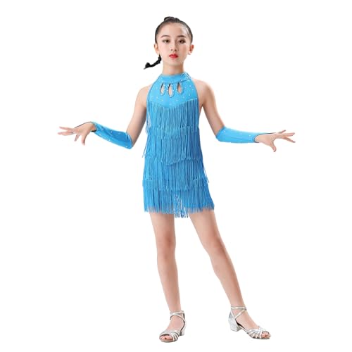 WISREMT Mädchen Pailletten Quaste Tanzkleid Latin Salsa Ballsaal Rock Kostüme für 3-15 Jahre Kleinkind Kinder Jugend WISREMT Mädchen Pailletten Quaste Tanzkleid Latin Salsa Ballsaal Rock Kostüme für 3-15 Jahre Kleinkind Kinder Jugend von WISREMT