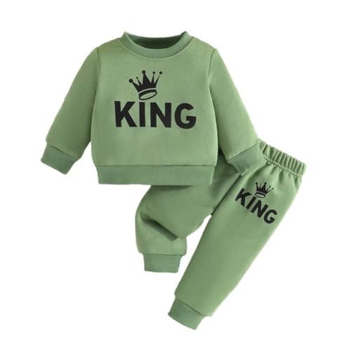 WISREMT Säugling Baby Jungen Trainingsanzug Outfits 2 Stück langärmeliges Sweatshirt mit Buchstabendruck und elastische Taillenhose Herbst Winter Sport Set von WISREMT