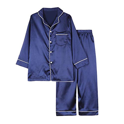 WISREMT Satin Pyjamas Set für Jungen Mädchen Seide Pyjama Langarm 2 Stück Nachtwäsche Button-Down Unisex Kleinkind Kinder Teenager Nachtwäsche 3-14Jahre Silky Loungewear Kleidung Set WISREMT Satin Pyjamas Set für Jungen Mädchen Seide Pyjama Langarm 2 Stück Nachtwäsche Button-Down Unisex Kleinkind Kinder Teenager Nachtwäsche 3-14Jahre Silky Loungewear Kleidung Set von WISREMT
