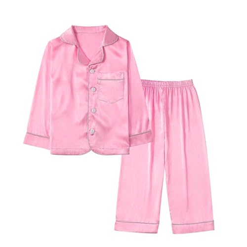 WISREMT Satin Pyjamas Set für Jungen Mädchen Seide Pyjama Langarm 2 Stück Nachtwäsche Button-Down Unisex Kleinkind Kinder Teenager Nachtwäsche 3-14Jahre Silky Loungewear Kleidung Set WISREMT Satin Pyjamas Set für Jungen Mädchen Seide Pyjama Langarm 2 Stück Nachtwäsche Button-Down Unisex Kleinkind Kinder Teenager Nachtwäsche 3-14Jahre Silky Loungewear Kleidung Set von WISREMT
