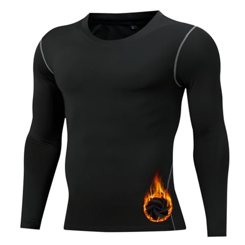 WISREMT Thermal Compression Shirts Herren Fleece gefütterte Basisschicht Skiunterwäsche Tops Kaltwetterausrüstung für Sport Athletic Workout von WISREMT