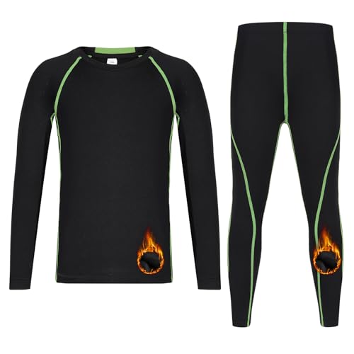 WISREMT Thermo-Unterwäsche-Sets für Jungen Long Johns Fleece gefütterte Langarmhemden Hosen Set für kaltes Wetter Ausrüstung Ski Baselayer Unterhemd-Oberteile und Winter warme Unterteile Leggings von WISREMT