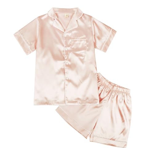 WISREMT Unisex Satin Pyjama Set Jungen Mädchen Seide Pyjama Kurzarm 2 Stück Nachtwäsche Button-Down Kinder Teenager Nachtwäsche 4-14Jahre Silky Loungewear Kleidung Set WISREMT Unisex Satin Pyjama Set Jungen Mädchen Seide Pyjama Kurzarm 2 Stück Nachtwäsche Button-Down Kinder Teenager Nachtwäsche 4-14Jahre Silky Loungewear Kleidung Set von WISREMT