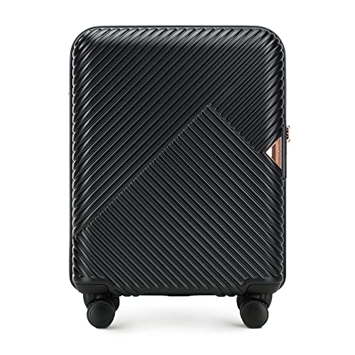 WITTCHEN Reisekoffer Trolley Kleiner Koffer Handgepäck Polycarbonate Hartschalen Trolley 4 Rollen Kombinationsschloss TSA Größe S Schwarz von WITTCHEN