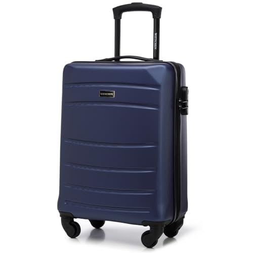 WITTCHEN Handgepäck Trolley Koffer Reisekoffer aus ABS Hartschalen Trolley 4 Rollen Kombinationsschloss Dunkelblau 56-3A-651-90 von WITTCHEN