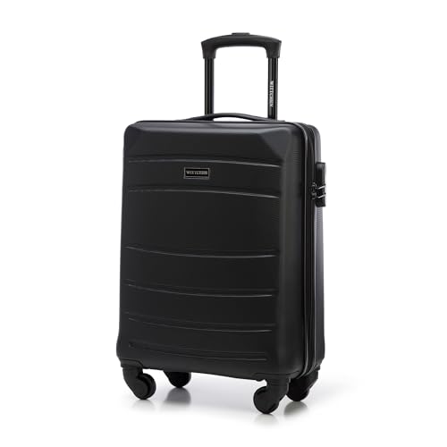 WITTCHEN Handgepäck Trolley Koffer Reisekoffer aus ABS Hartschalen Trolley 4 Rollen Kombinationsschloss Schwarz 56-3A-651-10 von WITTCHEN