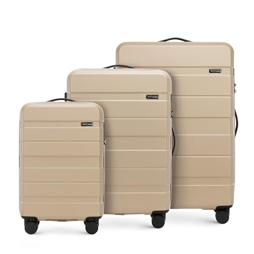 WITTCHEN COMODO Line Kofferset Reisekoffer Hartgepäck aus ABS TSA Schloss Größe (S+M+L) Beige von WITTCHEN