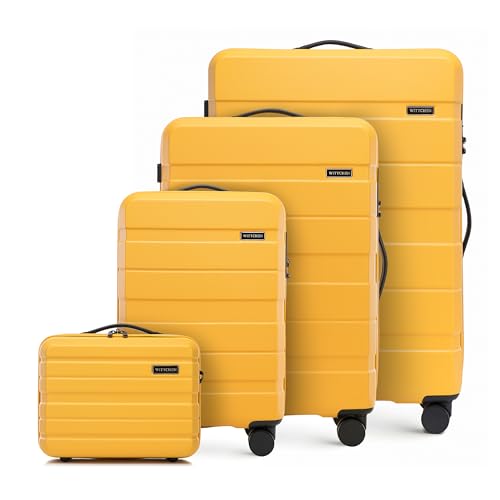 WITTCHEN COMODO Line Kofferset Reisekoffer Hartgepäck aus ABS TSA Schloss Größe (S+M+L+Kosmetikkoffer) Gelb von WITTCHEN