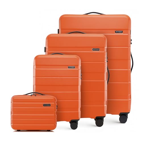 WITTCHEN COMODO Line Kofferset Reisekoffer Hartgepäck aus ABS TSA Schloss Größe (S+M+L+Kosmetikkoffer) Orange von WITTCHEN