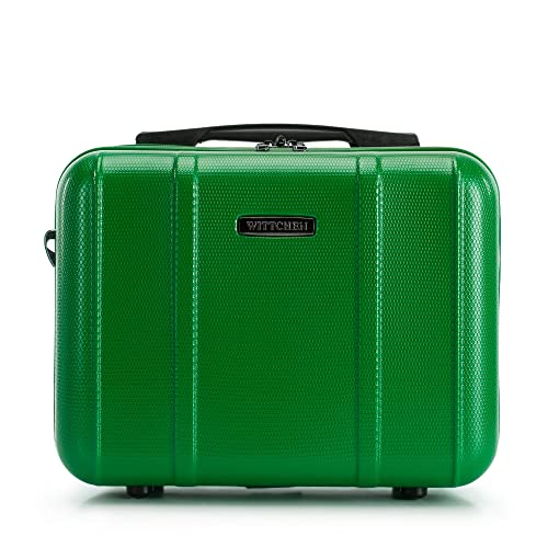 WITTCHEN Classic Line Elegante Beauty Case aus Robustem Polycarbonat mit vertikaler Prägung Kosmetikkofer 13L Grün von WITTCHEN