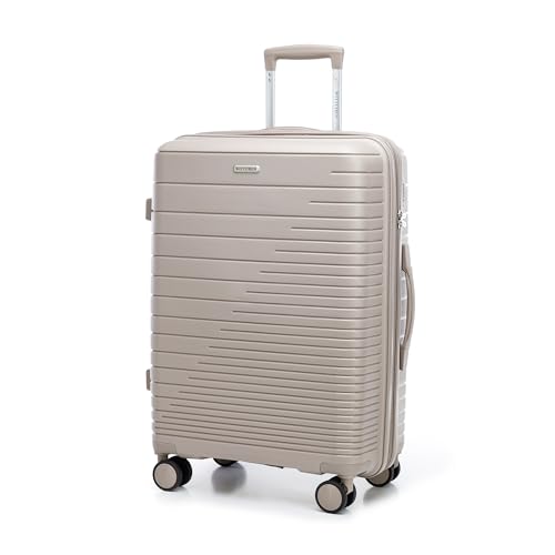WITTCHEN FUERTA Line Mittlerer Reisekoffer Hartgepäck Erweiterbar Koffer Gepäck aus Polypropylen mit glänzenden Riemen 4 Doppel Lenkrollen Aluminium Teleskopgriff TSA Schloss Größe M Beige WITTCHEN FUERTA Line Mittlerer Reisekoffer Hartgepäck Erweiterbar Koffer Gepäck aus Polypropylen mit glänzenden Riemen 4 Doppel Lenkrollen Aluminium Teleskopgriff TSA Schloss Größe M Beige von WITTCHEN