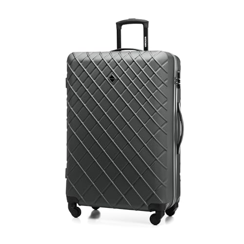 WITTCHEN Reisekoffer Rollkoffer Trolley Großer Koffer Handgepäck Hartschale aus ABS mit 4 Spiner Rollen Zahlenschloss Teleskopgriff Classic line Größe XL Schwarz von WITTCHEN