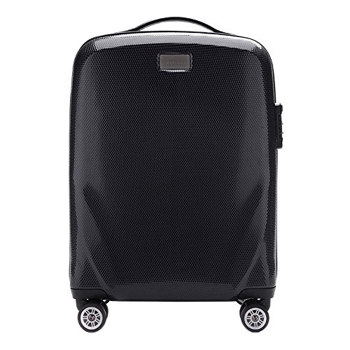 WITTCHEN PC Ultra Light Handgepäck Kleiner Koffer Kabinengröße Trolley Koffer Reisekoffer Kabinenkoffer aus Polycarbonat 4 Lenkrollen TSA Kombinationsschloss Aluminium Teleskopgriff Größe S Schwarz von WITTCHEN