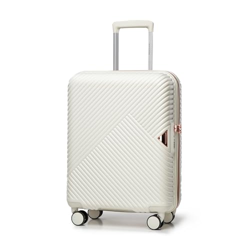 WITTCHEN Reisekoffer Trolley Kleiner Koffer Handgepäck Polycarbonate Hartschalen Trolley 4 Rollen Kombinationsschloss TSA Größe S Weiß von WITTCHEN