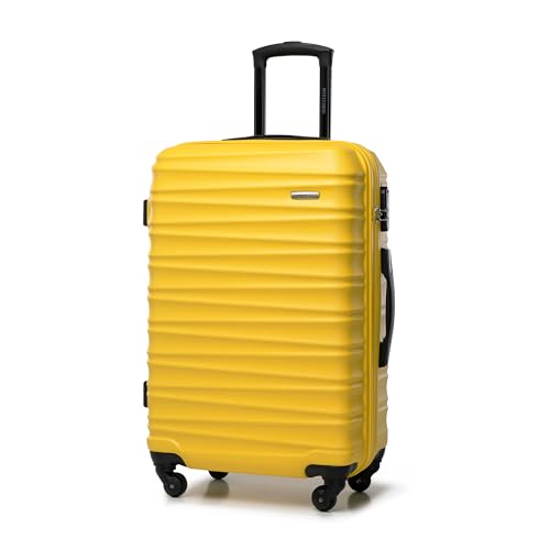 WITTCHEN Reisekoffer Rollkoffer Trolley Mittlerer Koffer Reisekoffer Hartschale aus ABS Mittelgroßkoffer mit 4 Spinner-Rollen Zahlenschloss Teleskopgriff Groove Line Größe M gelb WITTCHEN Reisekoffer Rollkoffer Trolley Mittlerer Koffer Reisekoffer Hartschale aus ABS Mittelgroßkoffer mit 4 Spinner-Rollen Zahlenschloss Teleskopgriff Groove Line Größe M gelb von WITTCHEN