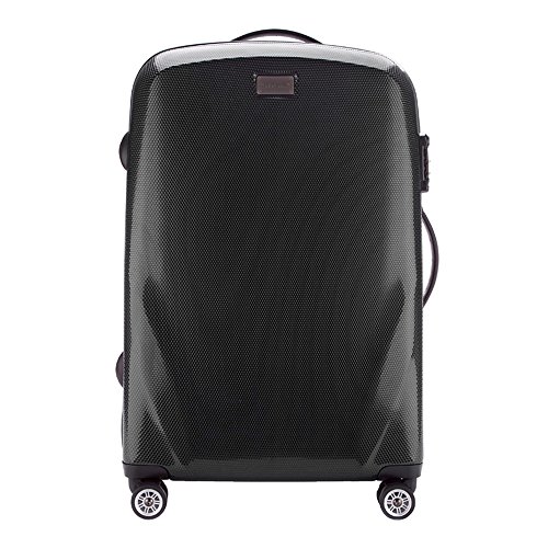 WITTCHEN PC Ultra Light Hartgepäck Reisekoffer Trolley Koffer Mittlerer Koffer aus Polycarbonat Vier Lenkrollen TSA Kombinationsschloss Aluminium Teleskopgriff Größe M Schwarz von WITTCHEN