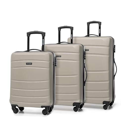 WITTCHEN Koffer-Set 3tlg. Trolley Koffer Reisekoffer aus ABS Hartschalen Kofferset Trolley 4 Rollen Kombinationsschloss Champagner 56-3A-65S-86 von WITTCHEN