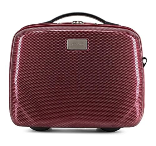 WITTCHEN PC Ultra Light Kosmetiktasche Kosmetikkoffer Kulturbeutel Beauty Case aus Polycarbonat Handgriff Schultergurt Elastische Band Größe XS Dunkelrot von WITTCHEN