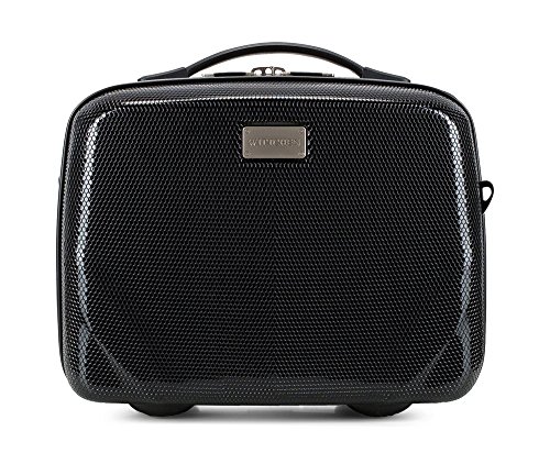 WITTCHEN PC Ultra Light Kosmetiktasche Kosmetikkoffer Kulturbeutel Beauty Case aus Polycarbonat Handgriff Schultergurt Elastische Band Größe XS Schwarz von WITTCHEN