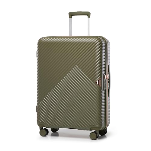 WITTCHEN Reisekoffer Rollkoffer Trolley Mittlerer Koffer Handgepäck Hartschale aus Polycarbonat mit 4 Zwilling-Rollen Zahlenschloss Teleskopgriff GL Style Größe M Olive von WITTCHEN