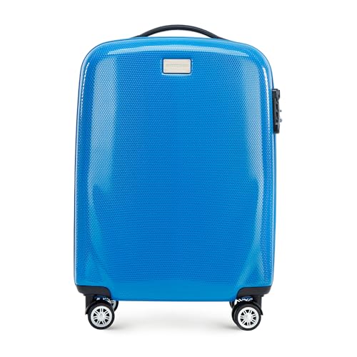 WITTCHEN PC Ultra Light Handgepäck Kleiner Koffer Kabinengröße Trolley Koffer Reisekoffer Kabinenkoffer aus Polycarbonat 4 Lenkrollen TSA Kombinationsschloss Aluminium Teleskopgriff Größe S Blau von WITTCHEN