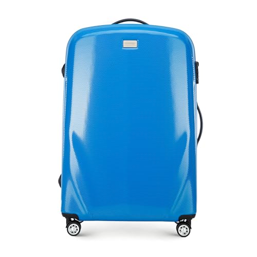 WITTCHEN PC Ultra Light Hartgepäck Reisekoffer Trolley Koffer Großer Koffer aus Polycarbonat Vier Lenkrollen TSA Kombinationsschloss Aluminium Teleskopgriff Größe L Blau von WITTCHEN