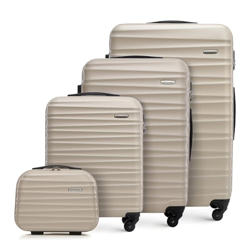 WITTCHEN Reisekoffer 4er Koffer-Set Rollkoffer Trolley Handgepäck Gepäck Reisekoffer Set Hartschale aus ABS mit 4 Spinner-Rollen Zahlenschloss Teleskopgriff Groove Line beige WITTCHEN Reisekoffer 4er Koffer-Set Rollkoffer Trolley Handgepäck Gepäck Reisekoffer Set Hartschale aus ABS mit 4 Spinner-Rollen Zahlenschloss Teleskopgriff Groove Line beige von WITTCHEN