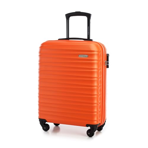 WITTCHEN Reisekoffer Handgepäck Kabinengepäck Rollkoffer Kabinenkoffer Kleiner Koffer Trolley Hartschale aus ABS mit 4 Spinner-Rollen Zahlenschloss Teleskopgriff Groove Line Größe S orange WITTCHEN Reisekoffer Handgepäck Kabinengepäck Rollkoffer Kabinenkoffer Kleiner Koffer Trolley Hartschale aus ABS mit 4 Spinner-Rollen Zahlenschloss Teleskopgriff Groove Line Größe S orange von WITTCHEN