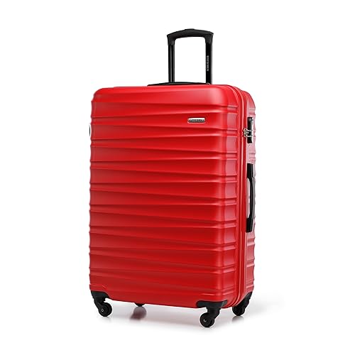 WITTCHEN Reisekoffer Rollkoffer Trolley Großer Koffer Handgepäck Hartschale aus ABS mit 4 Spinner-Rollen Zahlenschloss Teleskopgriff Groove Line Größe L Rot von WITTCHEN