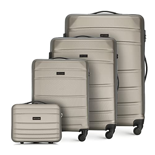 WITTCHEN Koffer-Set 4tlg. Trolley Koffer Reisekoffer aus ABS Hartschalen Trolley 4 Rollen Kombinationsschloss Reisekofferset Gepäckset Handgepäck Set Champagner von WITTCHEN