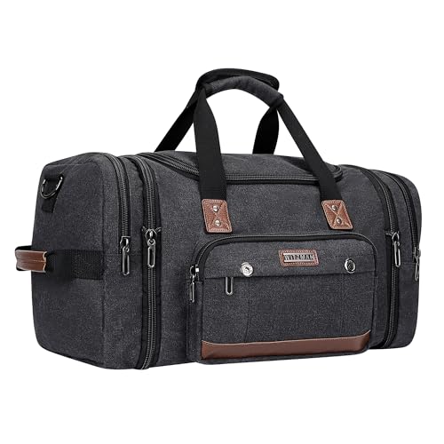 WITZMAN Canvas Reisetasche Herren Groß Weekender Travel Bag 48L Erweiterbare Handgepäck Flugzeug Sporttasche(A8007 Schwarz WITZMAN Canvas Reisetasche Herren Groß Weekender Travel Bag 48L Erweiterbare Handgepäck Flugzeug Sporttasche(A8007 Schwarz von WITZMAN