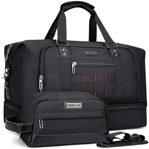 WITZMAN Reisetasche Herren Weekender Duffle Bag Groß 50L mit Kulturbeutel-Sets Wasserdicht Sporttasche mit Schuhfach(B696 Schwarz WITZMAN Reisetasche Herren Weekender Duffle Bag Groß 50L mit Kulturbeutel-Sets Wasserdicht Sporttasche mit Schuhfach(B696 Schwarz von WITZMAN