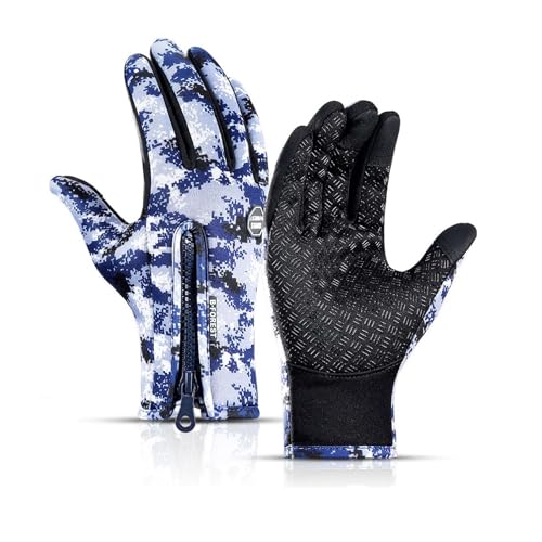 WIWIDANG Frostfit - Thermo Handschuhe Winddicht Wasserdicht, Fahrrad-Thermohandschuhe, Warme Winterhandschuhe Mit Touchscreen Funktion (Blaue Camouflage, L) von WIWIDANG