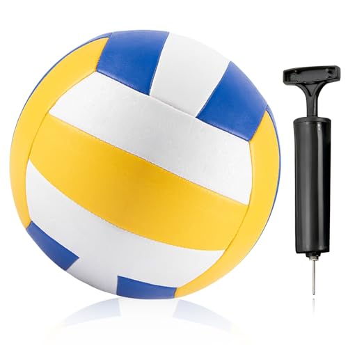 WIYETY Beachvolleyball Offizielle Größe 5: Weiche Volleyballs mit Ballpumpe, Soft Touch Volleyball Ball, Sporttraining, Strand-Sandspiel für Outdoor&Indoor Bereich für Spiel Training Strand Bälle von WIYETY