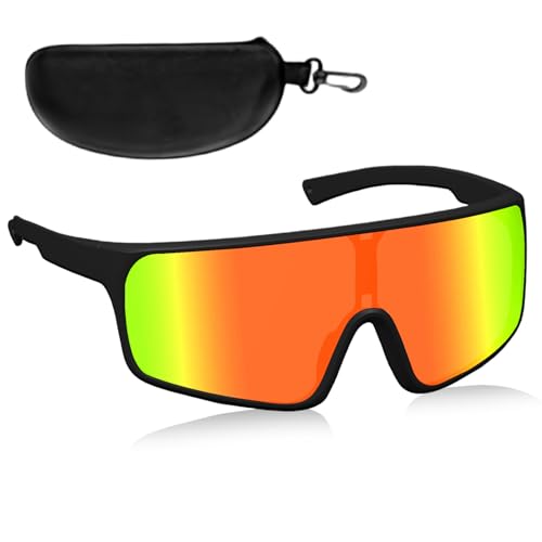 WIYETY Schnelle Brille Fahrradbrille Radsportbrill: Sport Sonnenbrille Radsportbrill mit Brillenetui Sportbrille Rennrad Brille, Polarisierte UV-Schutzbrille für Outdoorsport Laufen Klettern (Orange) von WIYETY