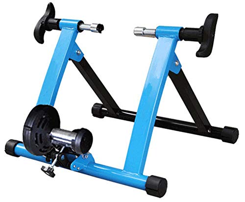 Scooter Trainer für Fahrräder, Fahrradtrainer, Heimtrainer klappbar, bis 150 kg belastbar, aus Stahl, inkl. Vorderradstütze (mit magnetischem Widerstand), blau (27,5 bis 29 Zoll) kabellos von WJFLUCK